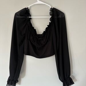 Elegant Black Ruffled Women's Top